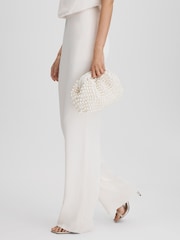 Reiss White Dania Woven Pearl Clutch Bag - Image 2 of 5