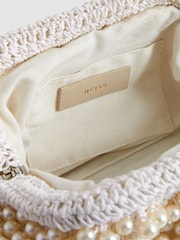 Reiss White Dania Woven Pearl Clutch Bag - Image 3 of 5