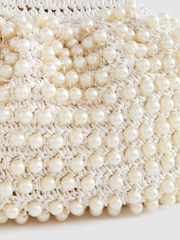 Reiss White Dania Woven Pearl Clutch Bag - Image 4 of 5