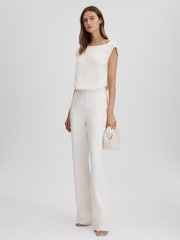 Reiss White Dania Woven Pearl Clutch Bag - Image 5 of 5