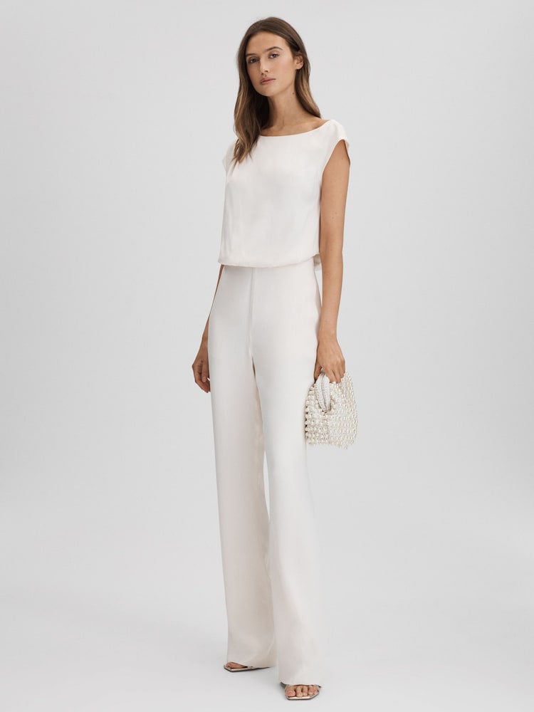 Reiss White Dania Woven Pearl Clutch Bag - Image 5 of 5