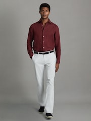 Reiss Pecan Brown Ruban Linen Button-Through Shirt - Image 3 of 6