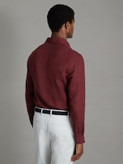 Reiss Pecan Brown Ruban Linen Button-Through Shirt - Image 5 of 6