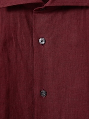 Reiss Pecan Brown Ruban Linen Button-Through Shirt - Image 6 of 6