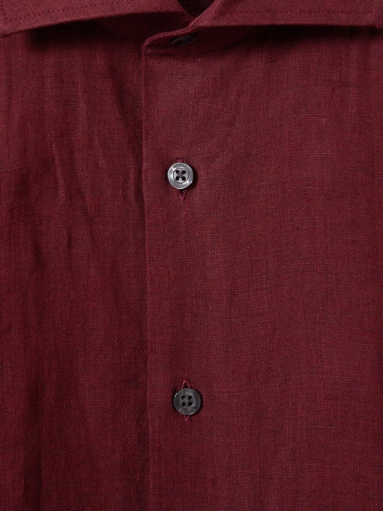 Reiss Pecan Brown Ruban Linen Button-Through Shirt - Image 6 of 6