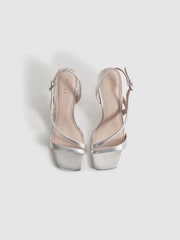 Reiss Silver Alice Strappy Leather Heeled Sandals - Image 3 of 5
