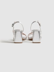 Reiss Silver Alice Strappy Leather Heeled Sandals - Image 4 of 5