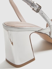Reiss Silver Alice Strappy Leather Heeled Sandals - Image 5 of 5