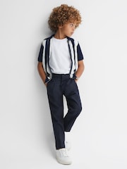 Reiss Navy/White Selwood 3-9 yrs Colourblock Zip-Through Shirt - Image 3 of 6