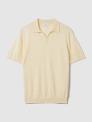 Reiss Buttermilk Yellow Duchie Merino Wool Open Collar Polo Shirt - Image 2 of 6
