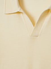 Reiss Buttermilk Yellow Duchie Merino Wool Open Collar Polo Shirt - Image 6 of 6