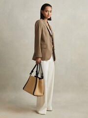 Reiss Natural Nova Raffia Leather Strap Tote Bag - Image 2 of 6