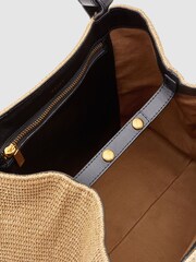 Reiss Natural Nova Raffia Leather Strap Tote Bag - Image 3 of 6