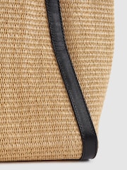 Reiss Natural Nova Raffia Leather Strap Tote Bag - Image 5 of 6