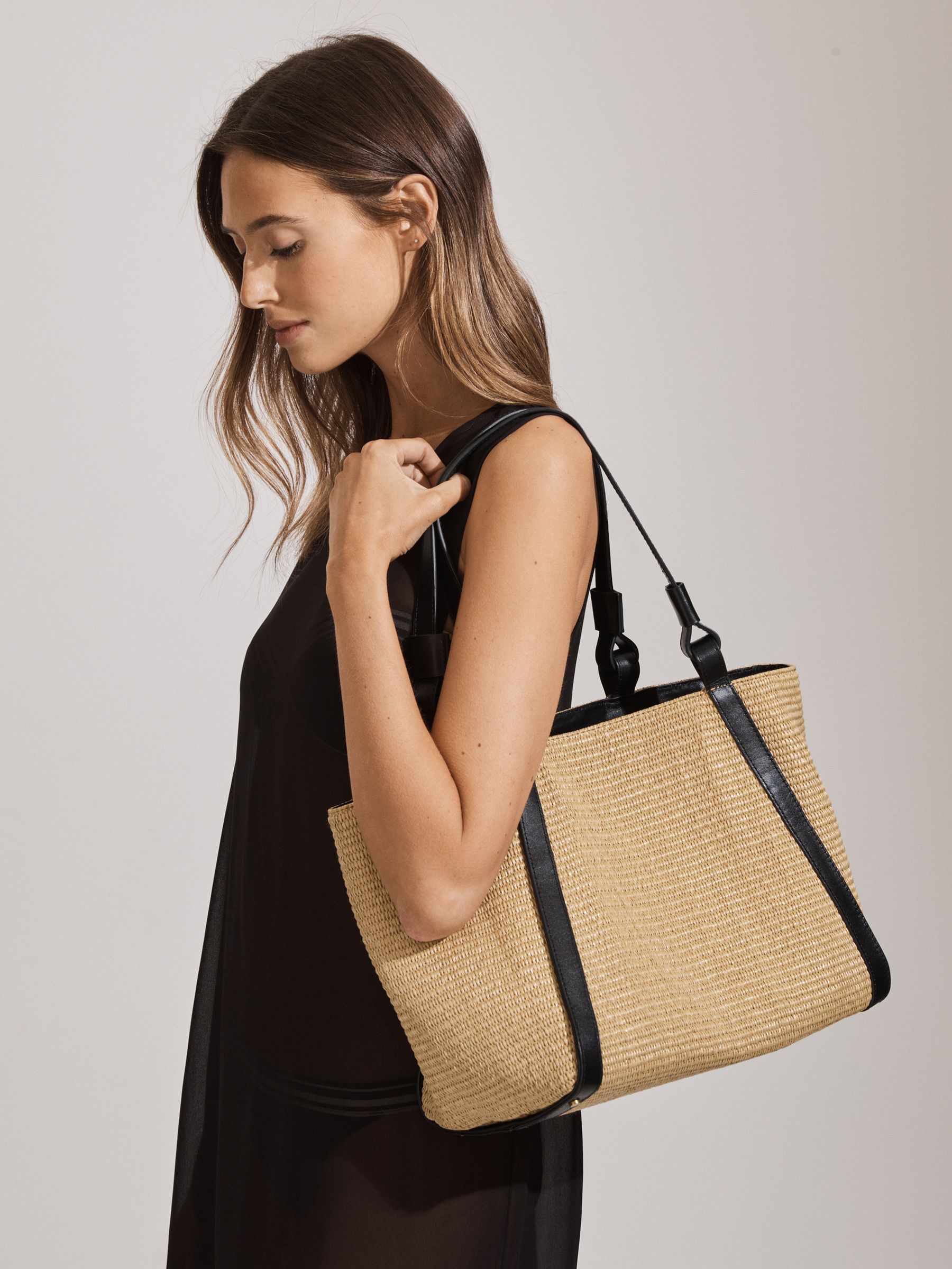 Raffia leather bag discount