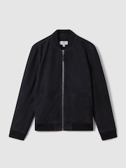 Reiss Navy Dilan Suede Zip-Through Bomber Jacket - Image 2 of 6