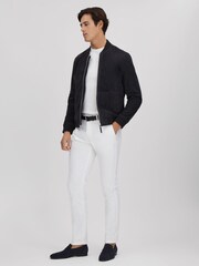 Reiss Navy Dilan Suede Zip-Through Bomber Jacket - Image 3 of 6