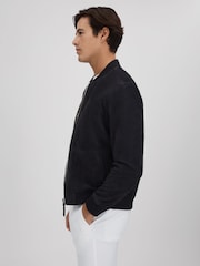 Reiss Navy Dilan Suede Zip-Through Bomber Jacket - Image 4 of 6