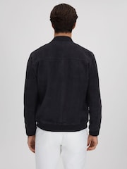 Reiss Navy Dilan Suede Zip-Through Bomber Jacket - Image 5 of 6