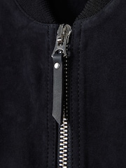 Reiss Navy Dilan Suede Zip-Through Bomber Jacket - Image 6 of 6
