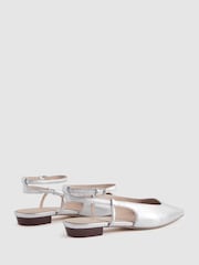 Reiss Silver Freya Leather Slingback Ballerina Flats - Image 4 of 5