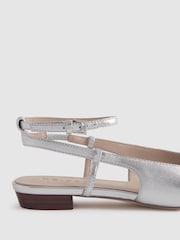 Reiss Silver Freya Leather Slingback Ballerina Flats - Image 5 of 5
