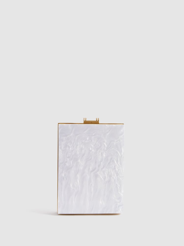 Reiss White Gigi Acetate Clutch Bag - Image 1 of 6
