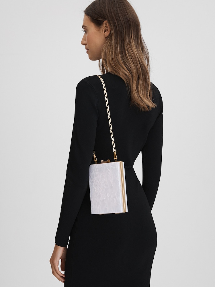 Reiss White Gigi Acetate Clutch Bag - Image 2 of 6 Reiss White Gigi Acetate Clutch Bag - Image 2 of 6