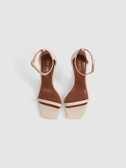 Reiss Off White Cora Leather Strappy Wedge Heels - Image 4 of 5
