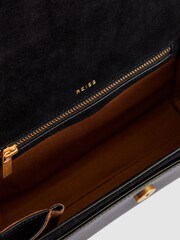 Reiss Black Ivy Leather Raffia Baguette Bag - Image 4 of 6