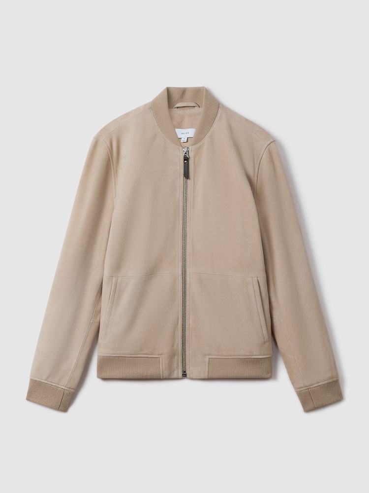 Reiss Stone Dilan Suede Zip-Through Bomber Jacket - Image 2 of 7