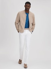 Reiss Stone Dilan Suede Zip-Through Bomber Jacket - Image 3 of 7