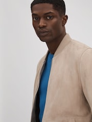 Reiss Stone Dilan Suede Zip-Through Bomber Jacket - Image 4 of 7