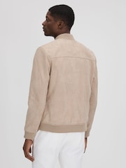 Reiss Stone Dilan Suede Zip-Through Bomber Jacket - Image 5 of 7