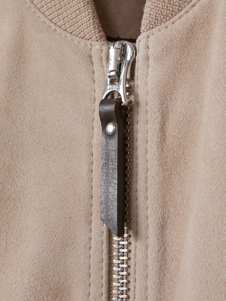 Reiss Stone Dilan Suede Zip-Through Bomber Jacket - Image 7 of 7