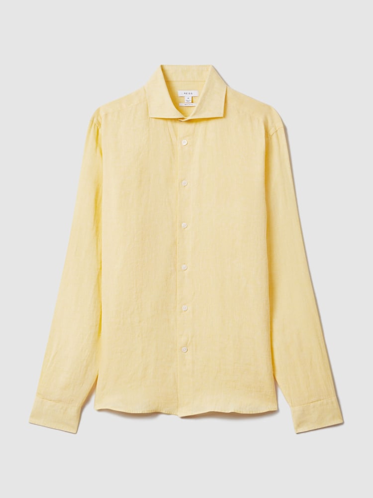 Reiss Melon Ruban Linen Button-Through Shirt - Image 2 of 6