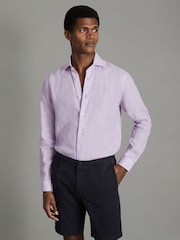 Reiss Orchid Ruban Linen Button-Through Shirt - Image 1 of 6