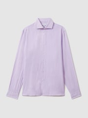 Reiss Orchid Ruban Linen Button-Through Shirt - Image 2 of 6