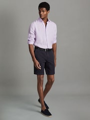Reiss Orchid Ruban Linen Button-Through Shirt - Image 3 of 6