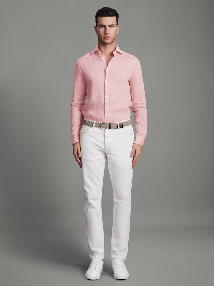 Reiss Flamingo Ruban Linen Button-Through Shirt - Image 2 of 5
