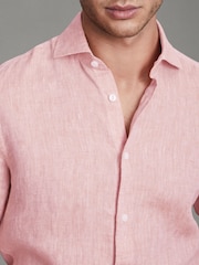 Reiss Flamingo Ruban Linen Button-Through Shirt - Image 3 of 5