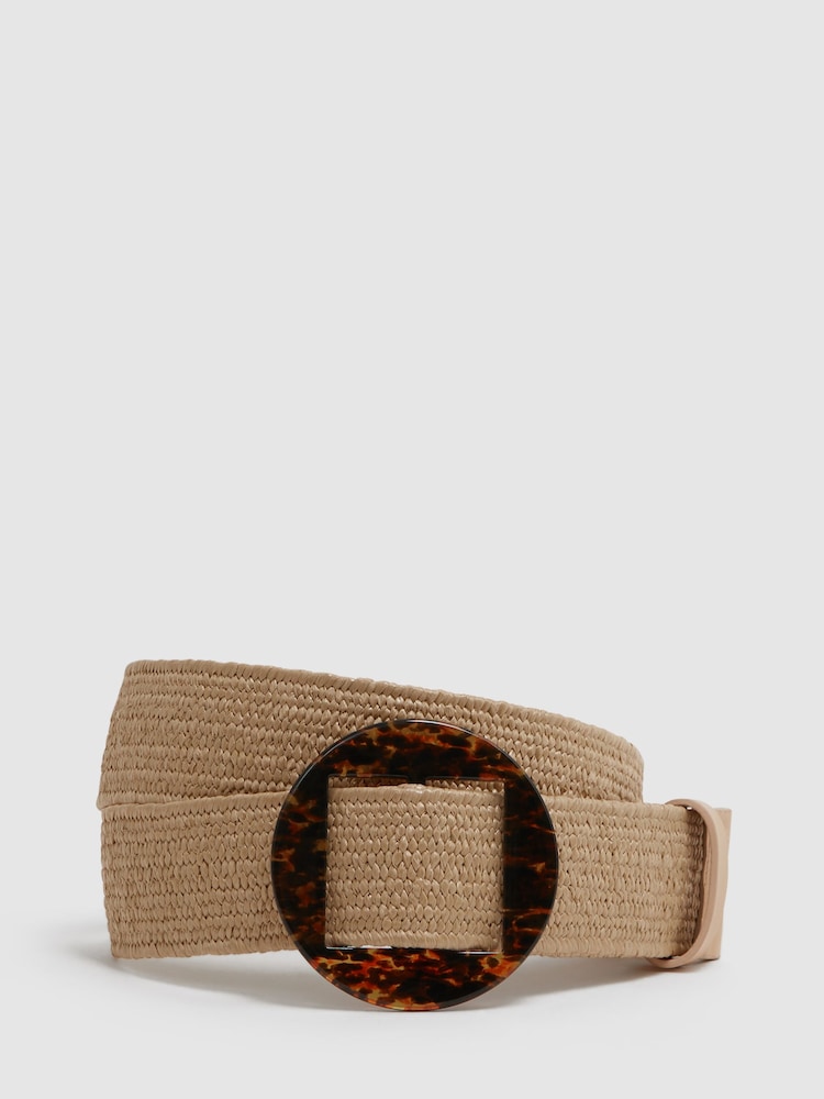Reiss Natural Rachel Elasticated Woven Belt - Image 1 of 4 Reiss Natural Rachel Elasticated Woven Belt - Image 1 of 4
