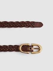 Reiss Tan Bailey Woven Leather Horseshoe Belt - Image 3 of 4