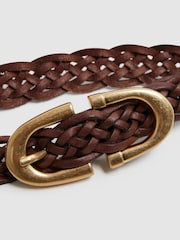 Reiss Tan Bailey Woven Leather Horseshoe Belt - Image 4 of 4