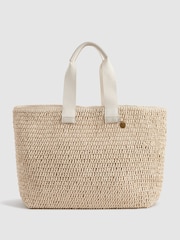 Reiss Natural Emeryson Woven Tote Bag - Image 1 of 6
