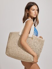 Reiss Natural Emeryson Woven Tote Bag - Image 2 of 6