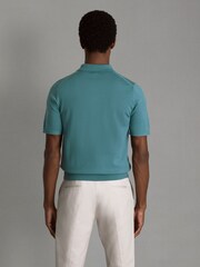 Reiss Ocean Green Maxwell Merino Wool Half-Zip Polo Shirt - Image 5 of 6