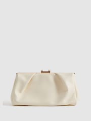 Reiss Off White Madison Leather Clutch Bag - Image 1 of 5