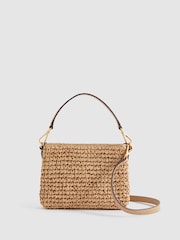 Reiss Tan Brompton Leather Raffia Pouch Bag - Image 1 of 6