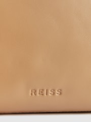 Reiss Tan Brompton Leather Raffia Pouch Bag - Image 6 of 6